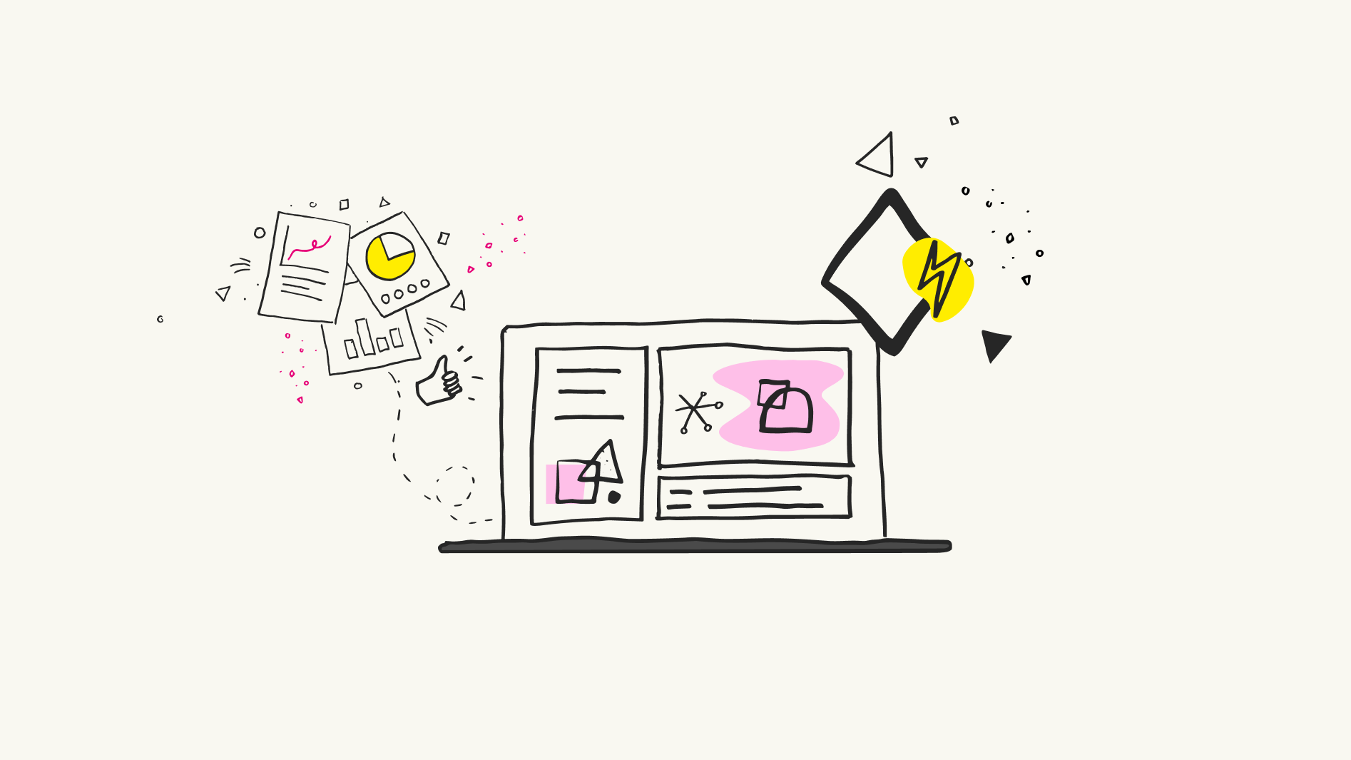 An image of an laptop with illustrative elements to show an audit and analysis